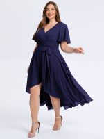 Plus Size Tie Knot Chiffon Wedding Guest Dress - Image 19