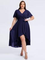 Plus Size Tie Knot Chiffon Wedding Guest Dress - Image 20