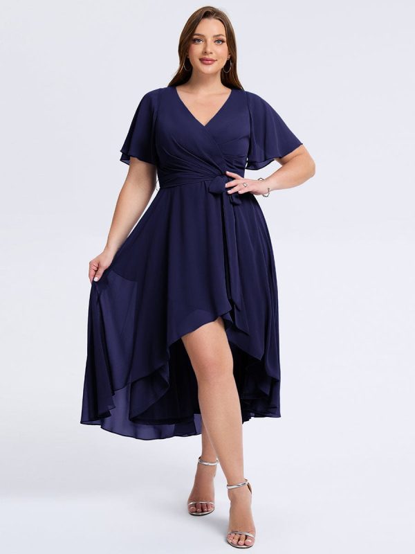 Plus Size Tie Knot Chiffon Wedding Guest Dress - Image 20