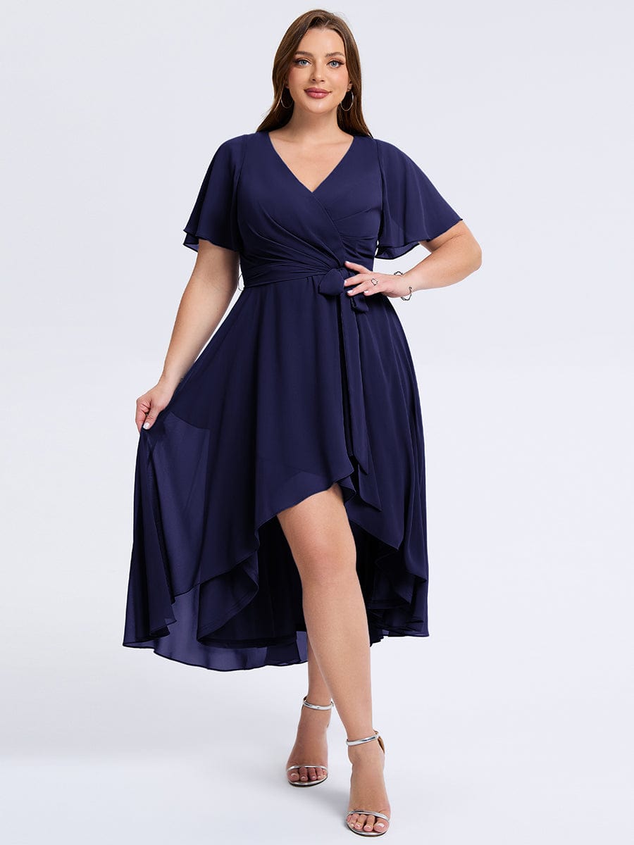 MG02454NB-PR4 Plus Size Tie Knot Chiffon Wedding Guest Dress - Image 20
