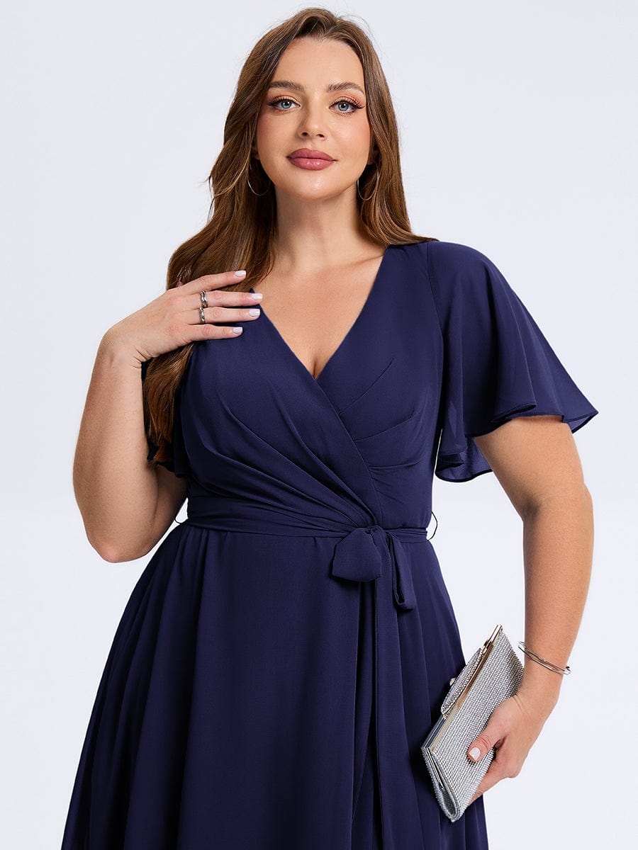 MG02454NB-PR5 Plus Size Tie Knot Chiffon Wedding Guest Dress - Image 18