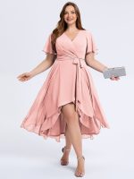 Plus Size Tie Knot Chiffon Wedding Guest Dress - Image 21