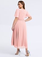 Plus Size Tie Knot Chiffon Wedding Guest Dress - Image 22