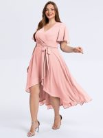 Plus Size Tie Knot Chiffon Wedding Guest Dress - Image 24