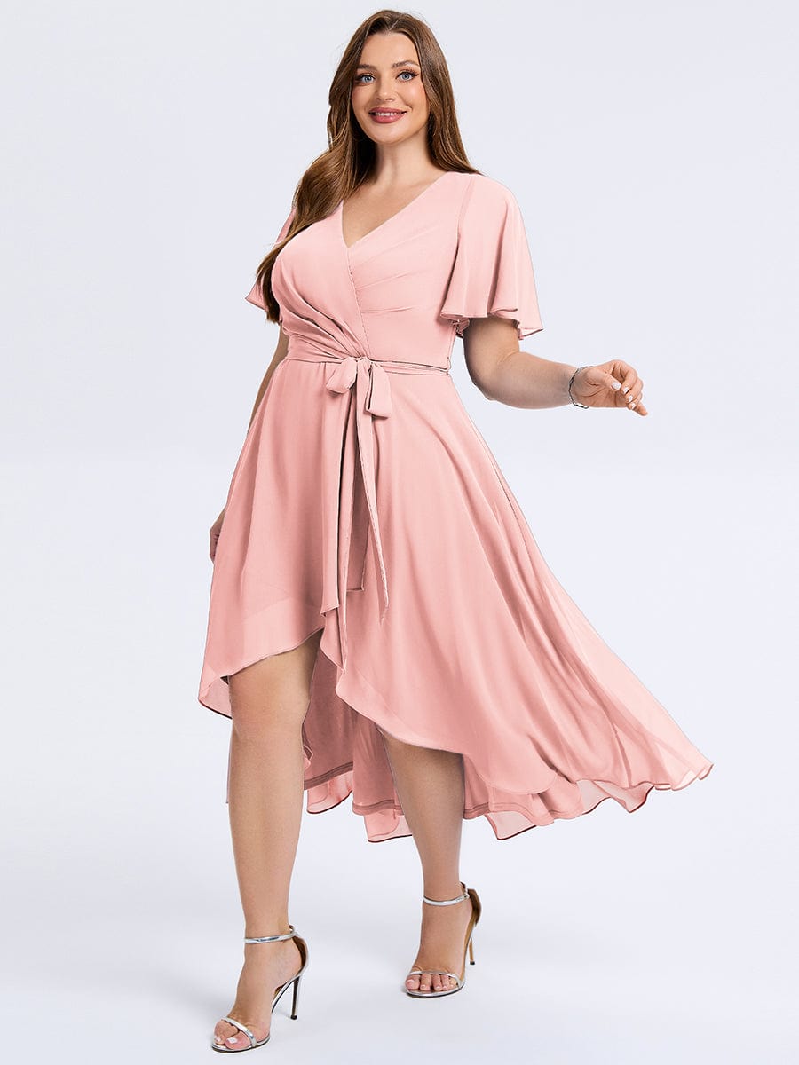MG02454PK-PR3 Plus Size Tie Knot Chiffon Wedding Guest Dress - Image 24