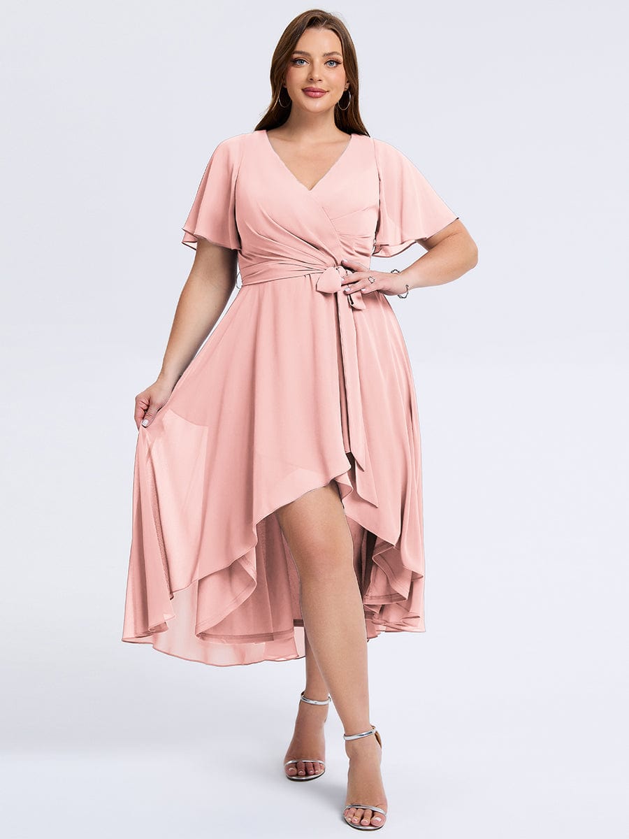 MG02454PK-PR4 Plus Size Tie Knot Chiffon Wedding Guest Dress - Image 25