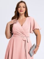 Plus Size Tie Knot Chiffon Wedding Guest Dress - Image 23