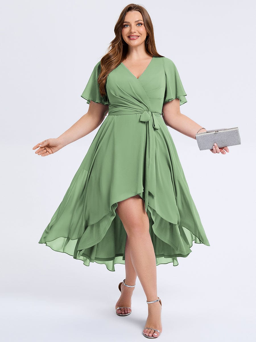 MG02454SG-PR Plus Size Tie Knot Chiffon Wedding Guest Dress - Image 26