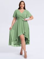 Plus Size Tie Knot Chiffon Wedding Guest Dress - Image 30