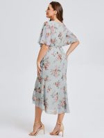 Plus Size Printed Mermaid Chiffon Wedding Guest Dress - Image 2