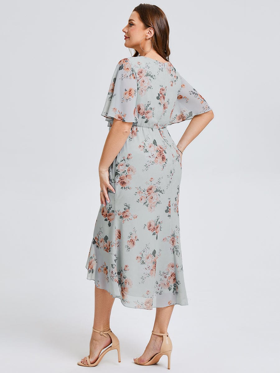MG02468AL-PR2 Plus Size Printed Mermaid Chiffon Wedding Guest Dress - Image 2