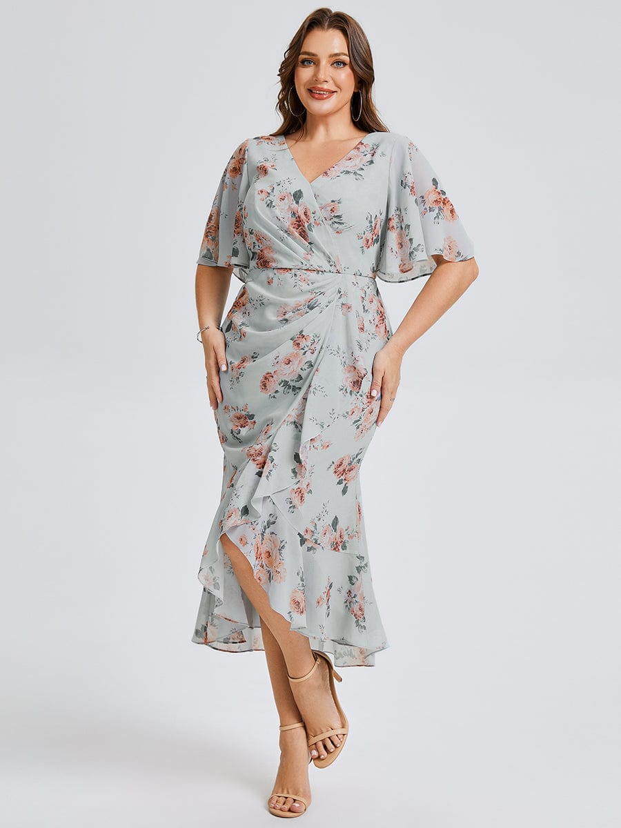 MG02468AL-PR4 Plus Size Printed Mermaid Chiffon Wedding Guest Dress - Image 5