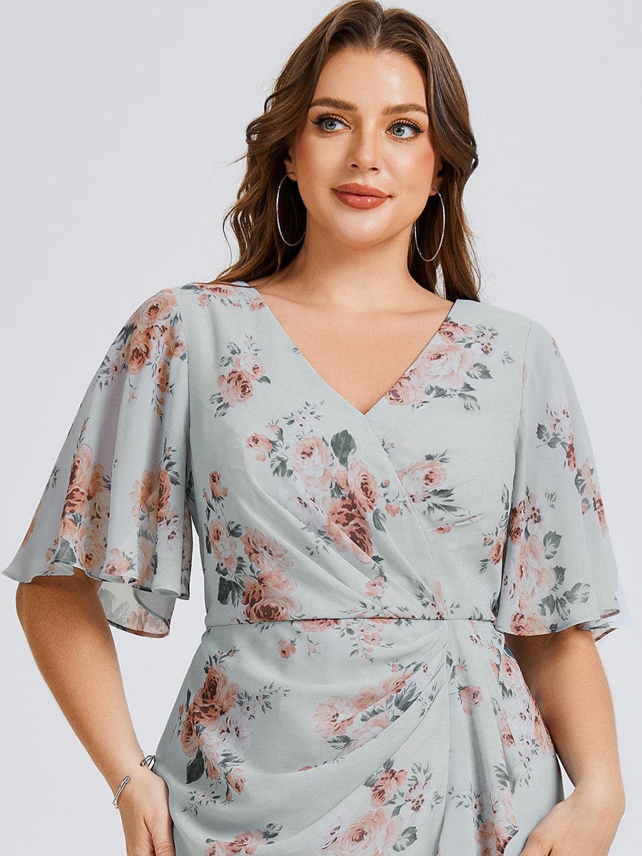 MG02468AL-PR5 Plus Size Printed Mermaid Chiffon Wedding Guest Dress - Image 3