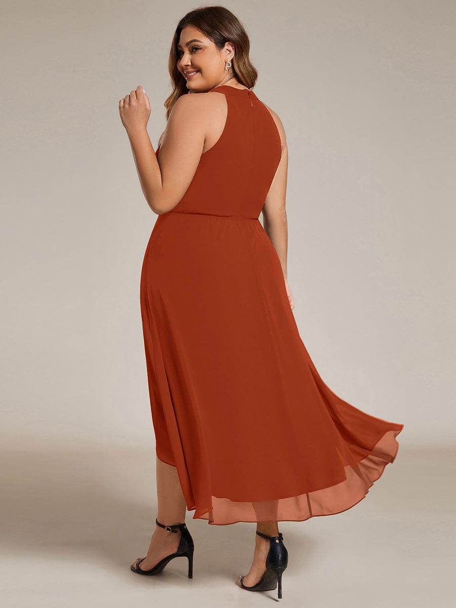 MG31926BO-PR2_6f440e10-ea8f-48d6-8e79-e22ecacd5104 Midi Halter Neck Chiffon Wedding Guest Dress with Sleeveless and A-Line - Image 88
