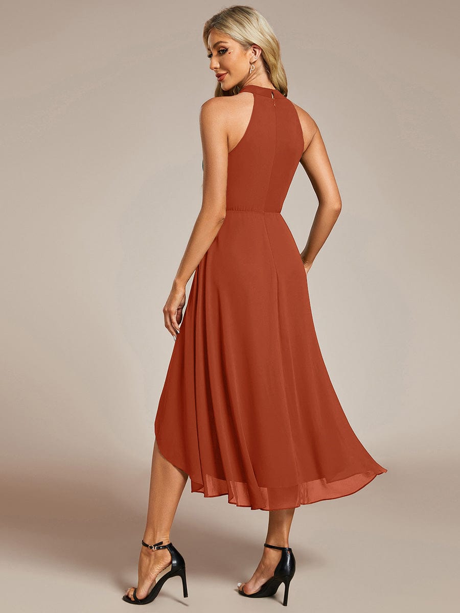 MG31926BO-R2_3bcdaa2a-a1cb-4a9d-b0b7-fa3127266598 Midi Halter Neck Chiffon Wedding Guest Dress with Sleeveless and A-Line - Image 86