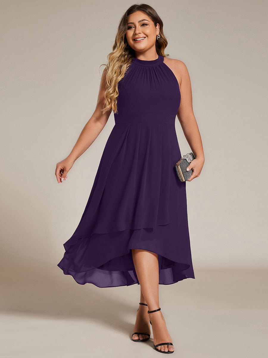 MG31926DP-PR_049247c7-3247-47ab-b2bc-2cd975894a4e Midi Halter Neck Chiffon Wedding Guest Dress with Sleeveless and A-Line - Image 83
