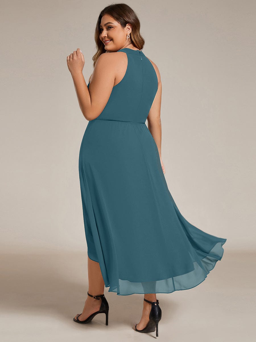 MG31926TE-PR2_1a4fe0c8-527f-44ef-8bde-b85d75ce640e Midi Halter Neck Chiffon Wedding Guest Dress with Sleeveless and A-Line - Image 80