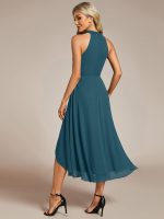Midi Halter Neck Chiffon Wedding Guest Dress with Sleeveless and A-Line - Image 78