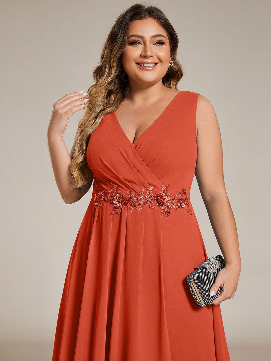 MG41926BO-PR5_edc4c501-ba46-4e80-bce7-db643be778f5 Sleeveless V-Neck High Low Wedding Guest Dress with Floral Applique - Image 49