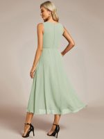 Sleeveless V-Neck High Low Wedding Guest Dress with Floral Applique - Image 51