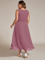 Sleeveless V-Neck High Low Wedding Guest Dress with Floral Applique - Image 60
