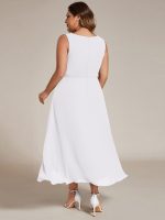 Sleeveless V-Neck High Low Wedding Guest Dress with Floral Applique - Image 72
