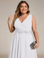 Sleeveless V-Neck High Low Wedding Guest Dress with Floral Applique - Image 73