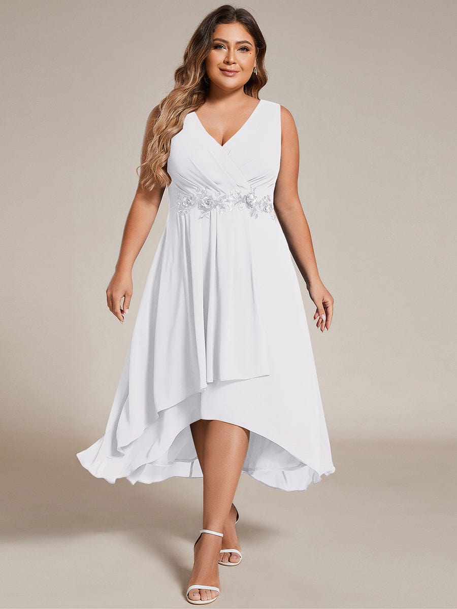 MG41926WH-PR_da872538-e1cc-446e-9137-9c6348baea14 Sleeveless V-Neck High Low Wedding Guest Dress with Floral Applique - Image 71