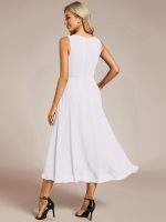 Sleeveless V-Neck High Low Wedding Guest Dress with Floral Applique - Image 69