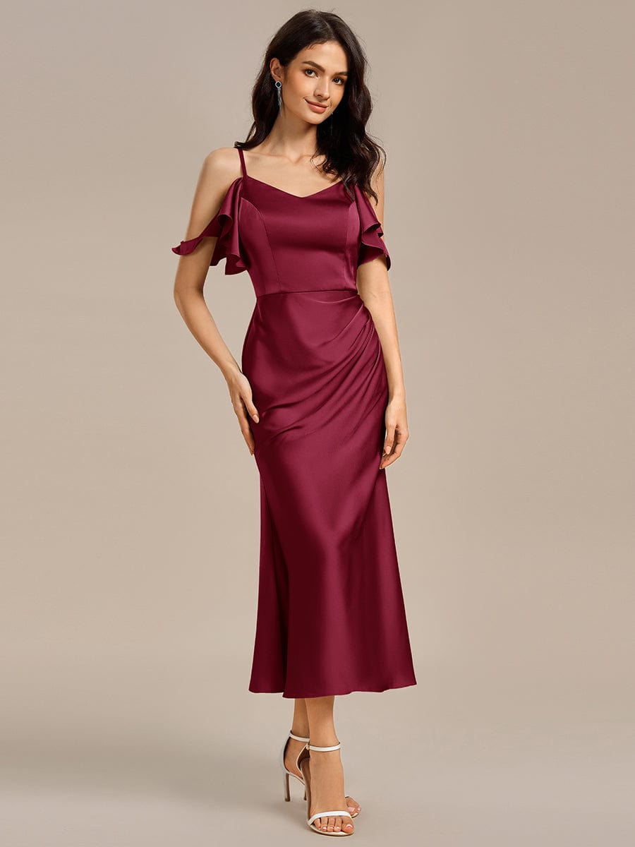 MS02399BD-R4 Ruffled Off Shoulder Satin Midi Mermaid Bridesmaid Dress - Image 10