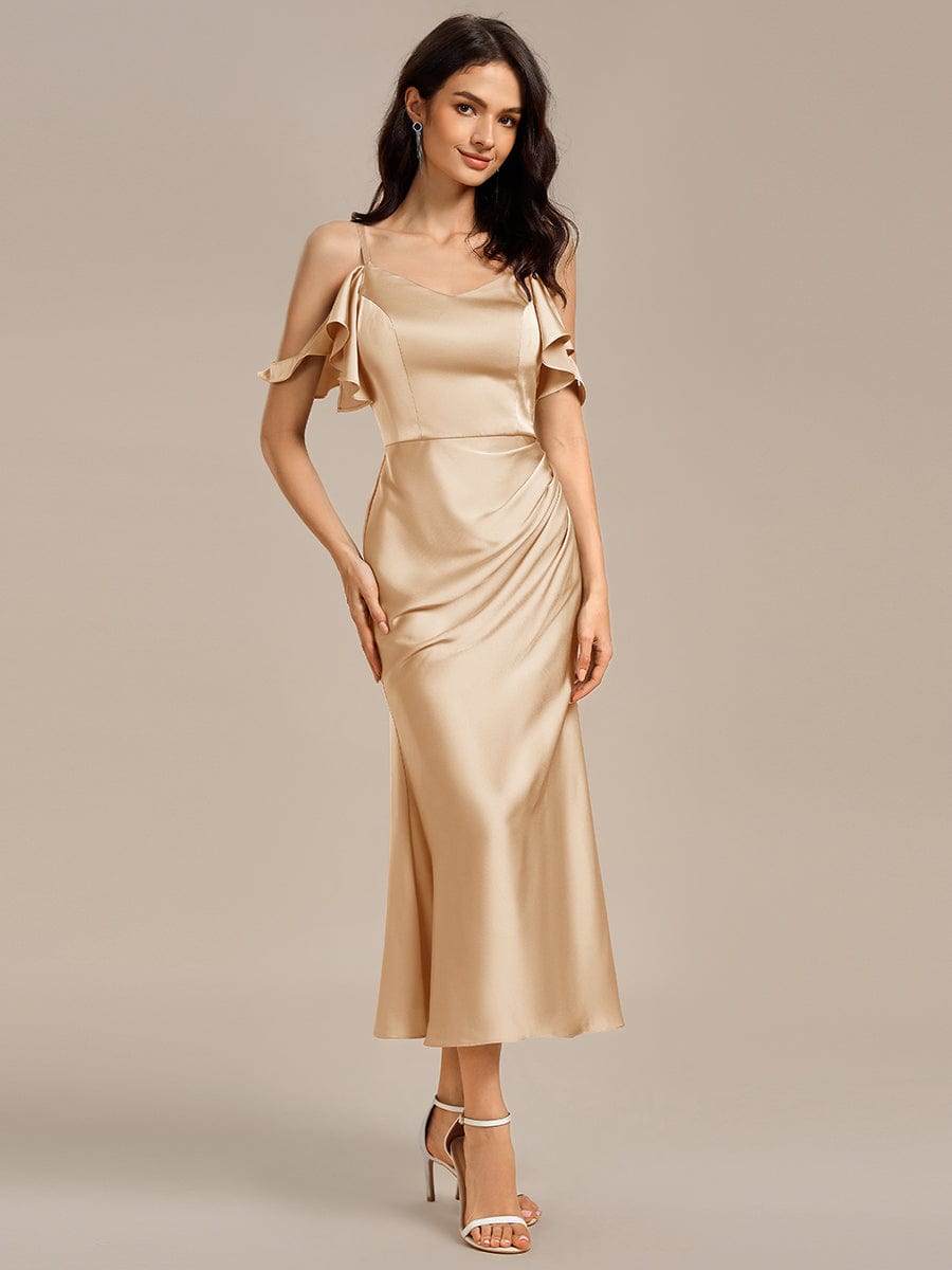 MS02399CH-R4 Ruffled Off Shoulder Satin Midi Mermaid Bridesmaid Dress - Image 15
