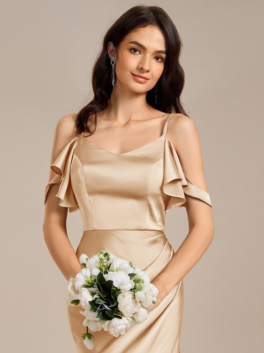 MS02399CH-R5 Ruffled Off Shoulder Satin Midi Mermaid Bridesmaid Dress - Image 13
