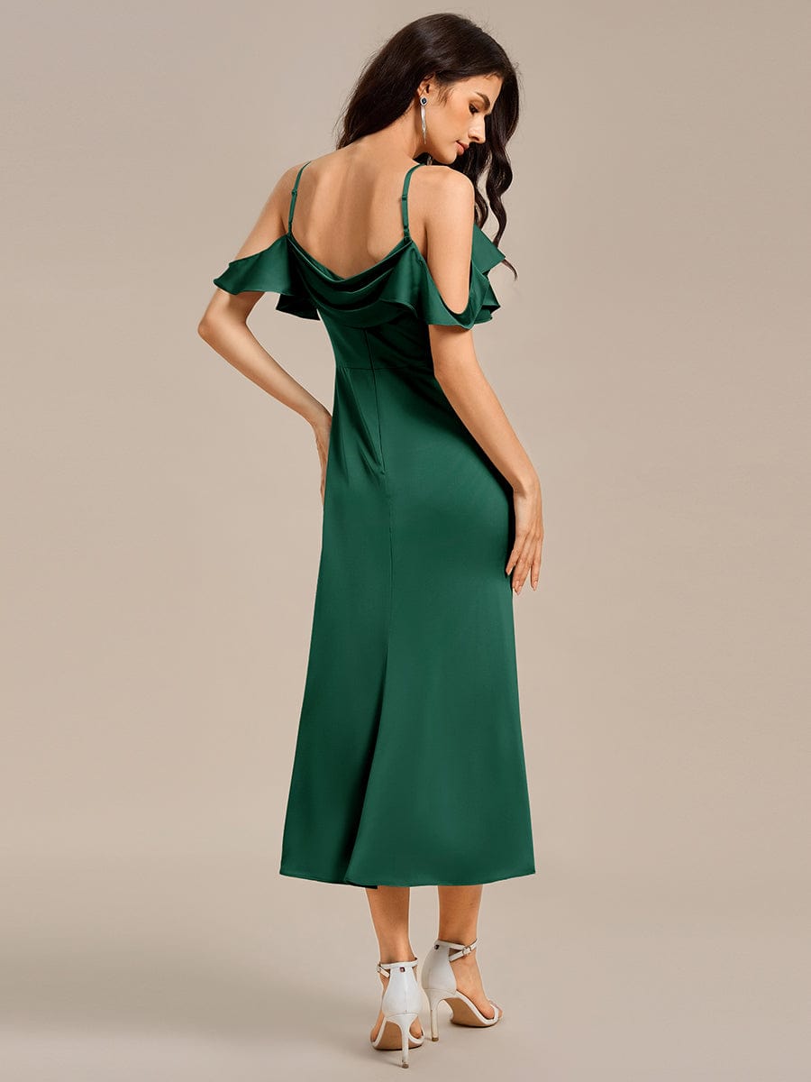 MS02399DG-R2 Ruffled Off Shoulder Satin Midi Mermaid Bridesmaid Dress - Image 17