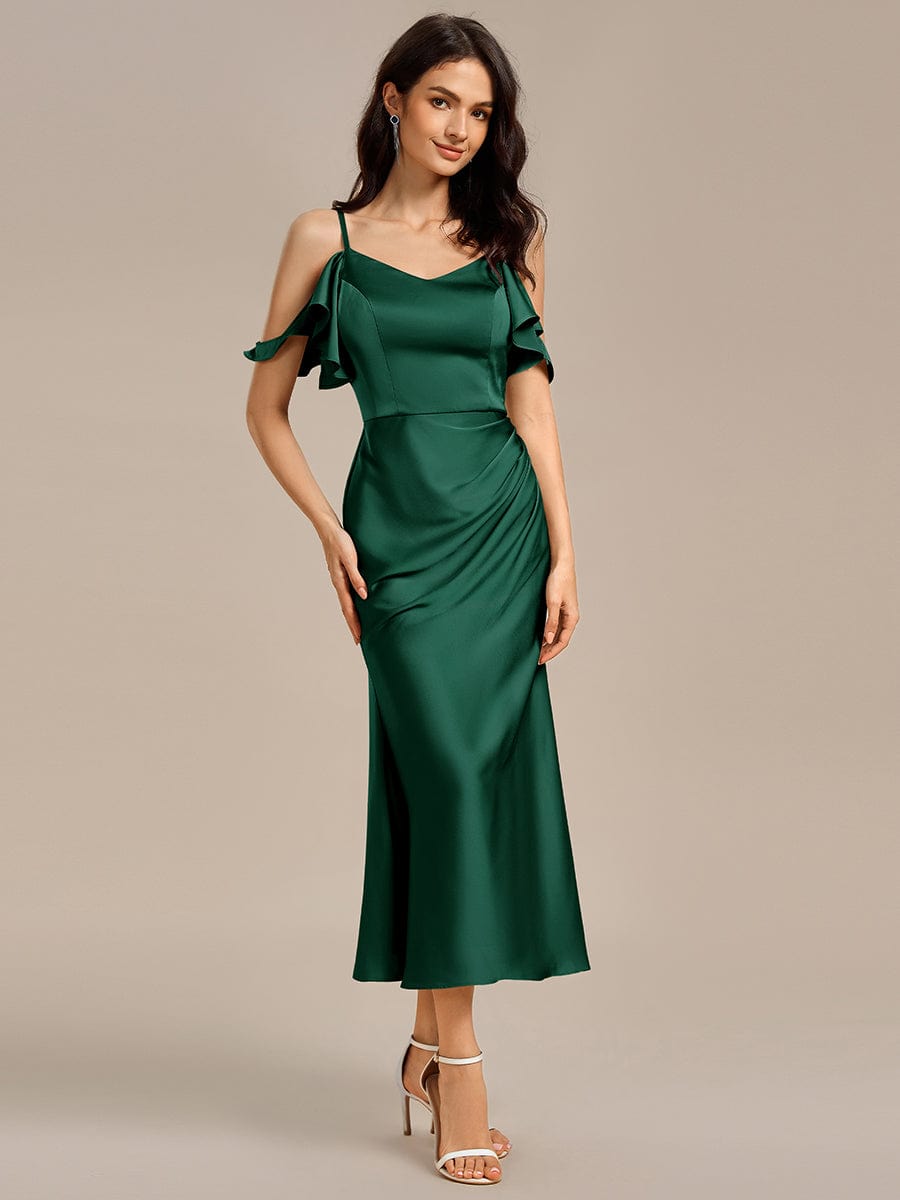 MS02399DG-R4 Ruffled Off Shoulder Satin Midi Mermaid Bridesmaid Dress - Image 16