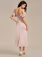 Ruffled Off Shoulder Satin Midi Mermaid Bridesmaid Dress - Image 22
