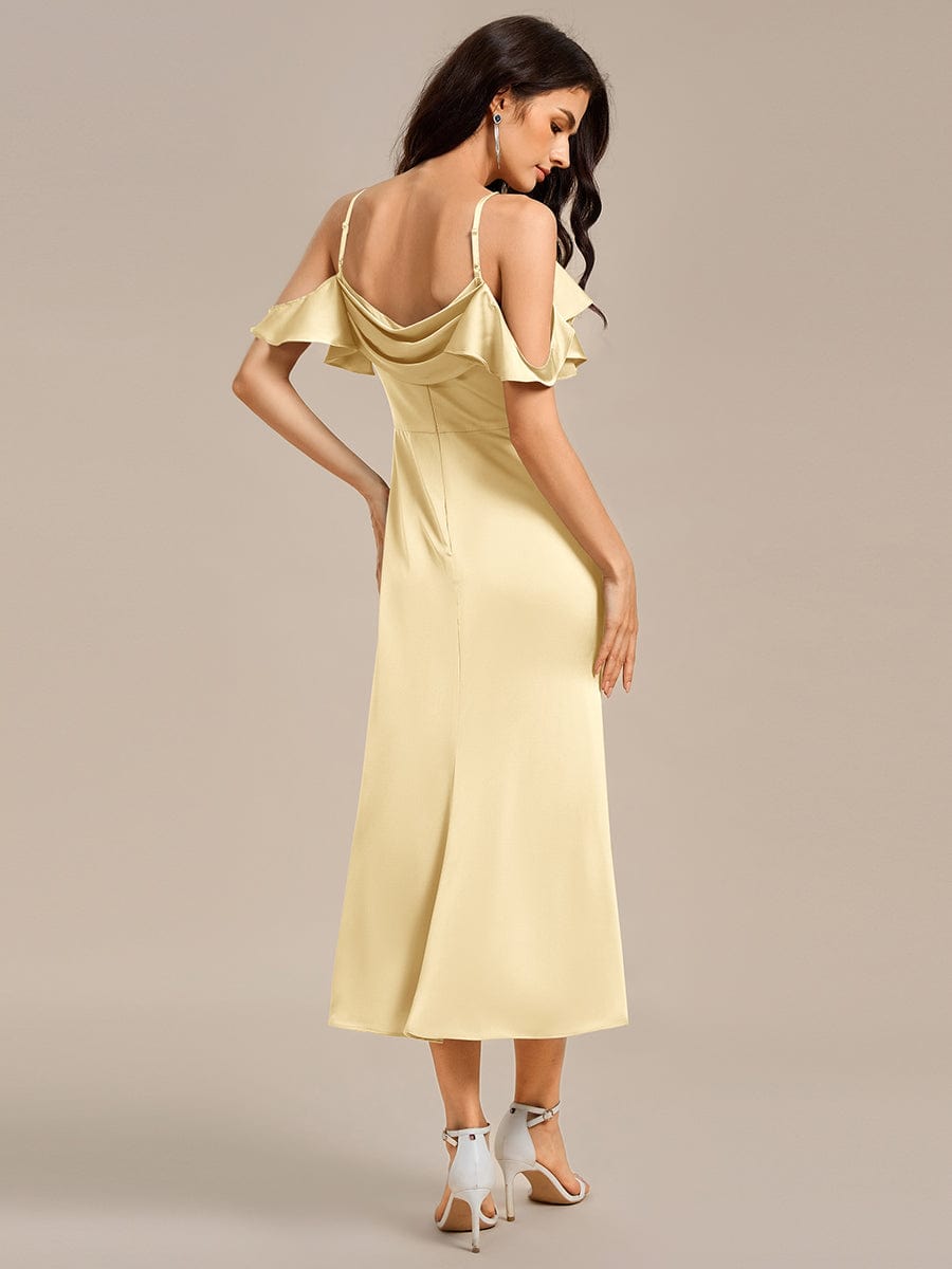 MS02399YL-R2 Ruffled Off Shoulder Satin Midi Mermaid Bridesmaid Dress - Image 27