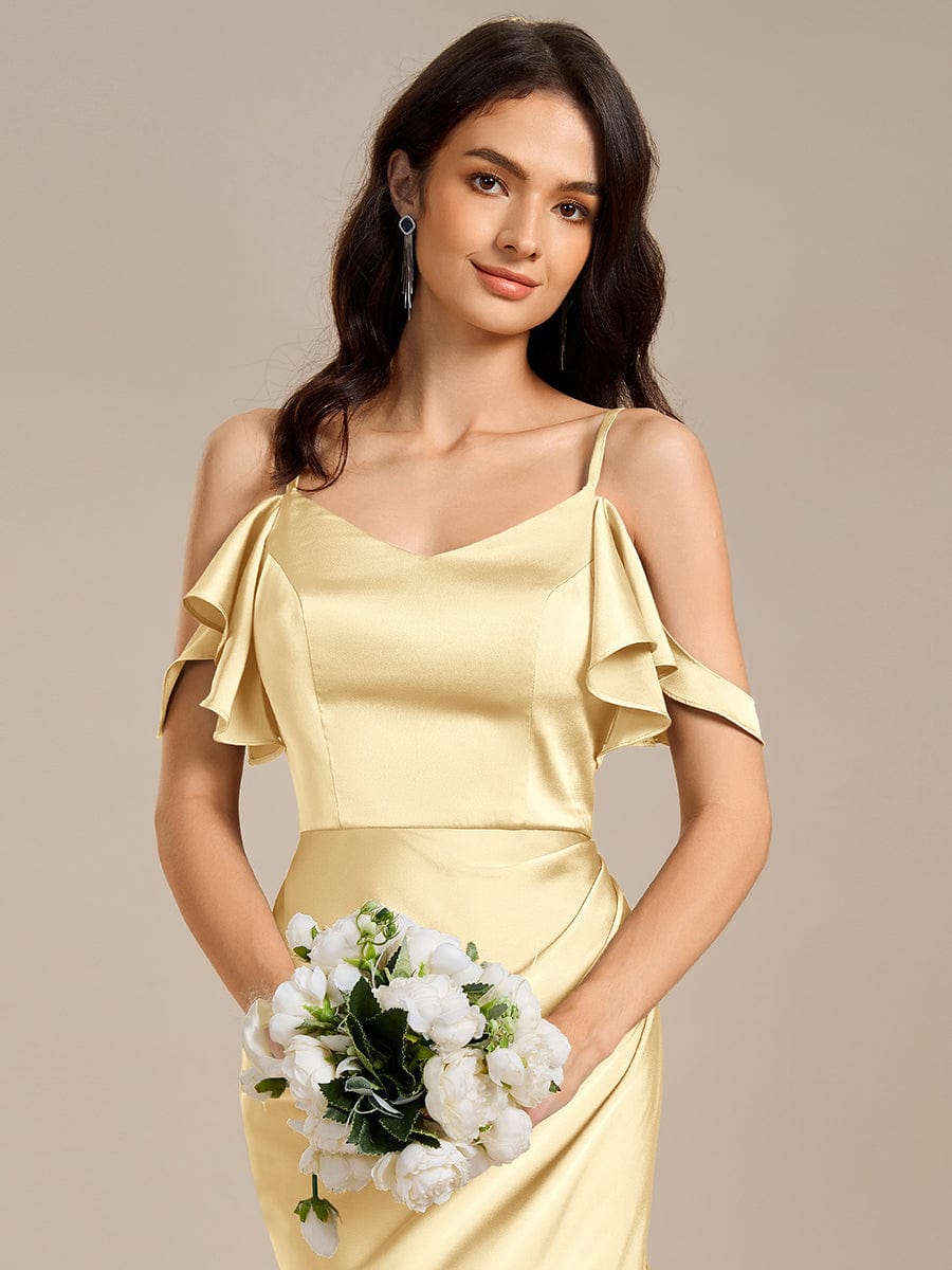 MS02399YL-R5 Ruffled Off Shoulder Satin Midi Mermaid Bridesmaid Dress - Image 28