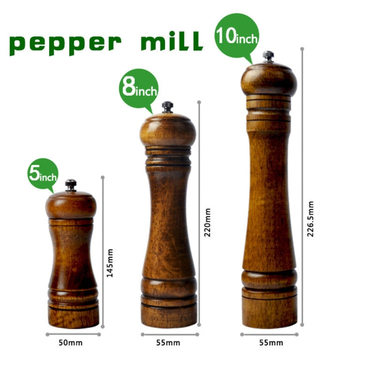 S-KA-0016B_6 8 inch Length Classical Wooden Pepper Spice Salt Mill Grinder Muller - Image 7