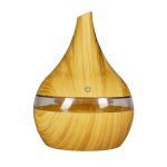 300ml USB Electric Aroma Air Diffuser Wood Ultrasonic Air Humidifier Essential Oil Aromatherapy Cool Mist Maker(Oblique Mouth Light Wood Grain)