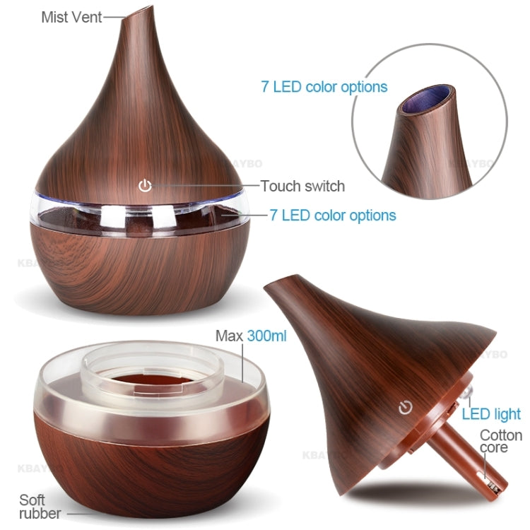 TBD0363740301_B3_70d464b1-edd9-4058-93df-a8dbb8fb0e89 300ml USB Electric Aroma Air Diffuser Wood Ultrasonic Air Humidifier Essential Oil Aromatherapy Cool Mist Maker(Oblique Deep Wood Grain) - Image 4