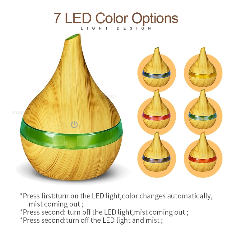 TBD0363740301_B4 300ml USB Electric Aroma Air Diffuser Wood Ultrasonic Air Humidifier Essential Oil Aromatherapy Cool Mist Maker(Flat Mouth Deep Wood Grain) - Image 5