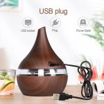 300ml USB Electric Aroma Air Diffuser Wood Ultrasonic Air Humidifier Essential Oil Aromatherapy Cool Mist Maker(Oblique Deep Wood Grain) - Image 7