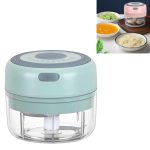 Electrical USB Rechargeable Garlic Mixing Masher Complementary Food Masher Stainless Steel Crushing Garlic Peeling Device Wireless Mini Garlic Cutter(Green)
