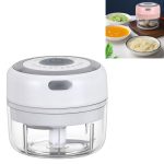 Electrical USB Rechargeable Garlic Mixing Masher Complementary Food Masher Stainless Steel Crushing Garlic Peeling Device Wireless Mini Garlic Cutter(White)