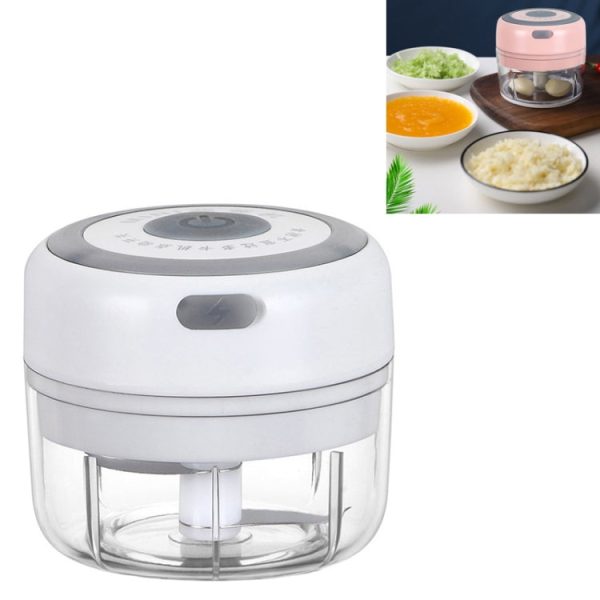 Electrical USB Rechargeable Garlic Mixing Masher Complementary Food Masher Stainless Steel Crushing Garlic Peeling Device Wireless Mini Garlic Cutter(White) - Image 1
