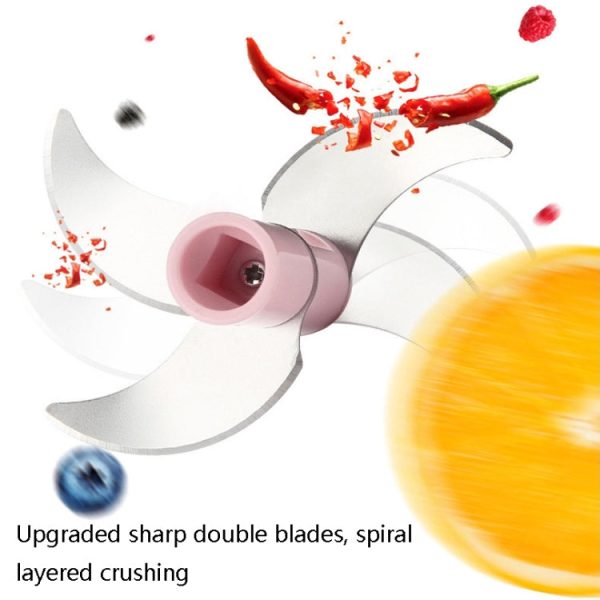 Electrical USB Rechargeable Garlic Mixing Masher Complementary Food Masher Stainless Steel Crushing Garlic Peeling Device Wireless Mini Garlic Cutter(White) - Image 5