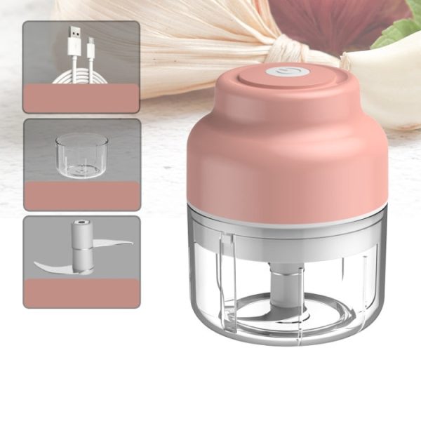 Wireless USB Charging Garlic Machine Baby Food Supplement Machine, Style:100ml Twisted Meat(Pink) - Image 1