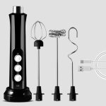 Whisk Household Electric Baking Mini Wireless Hand-Held Charging Stirrer Milk Frother(Black)