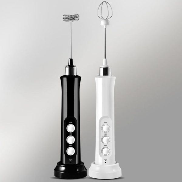 Whisk Household Electric Baking Mini Wireless Hand-Held Charging Stirrer Milk Frother(Black) - Image 2