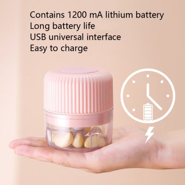 Household Vegetable Cutting Electric USB Garlic Masher Baby Mini Cooking Machine Baby Food Supplement Machine, Style:250ml(White) - Image 7